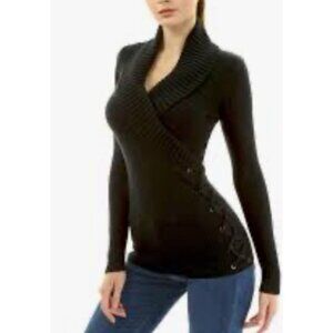 Talbots Womens Sweater Black PS S P Honeycomb Cotton Knit Shawl Neck NWT New